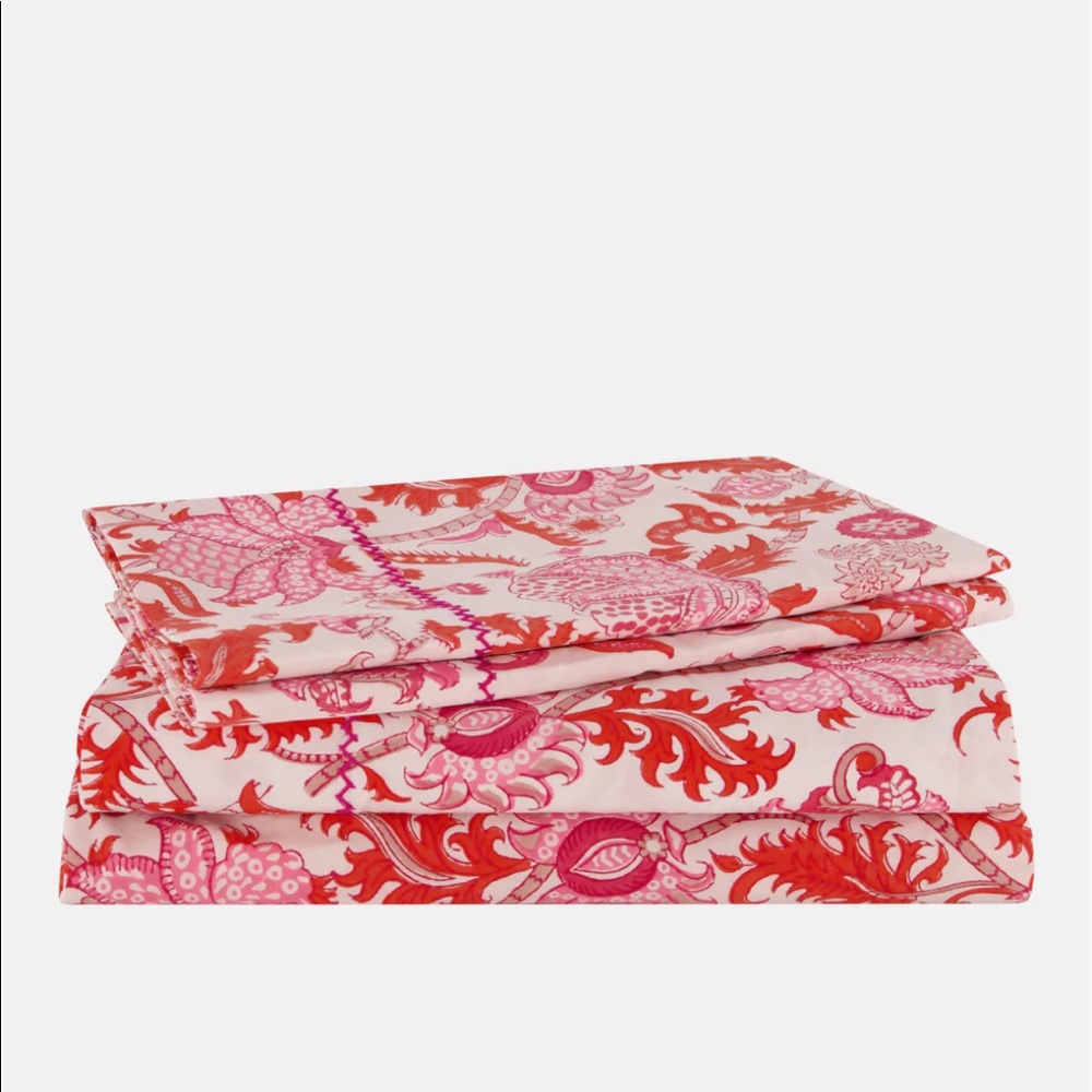 ROBERTA ROLLER RABBIT Amanda Sheet Set with 2 Pillowcases - Pink/Orange - Queen